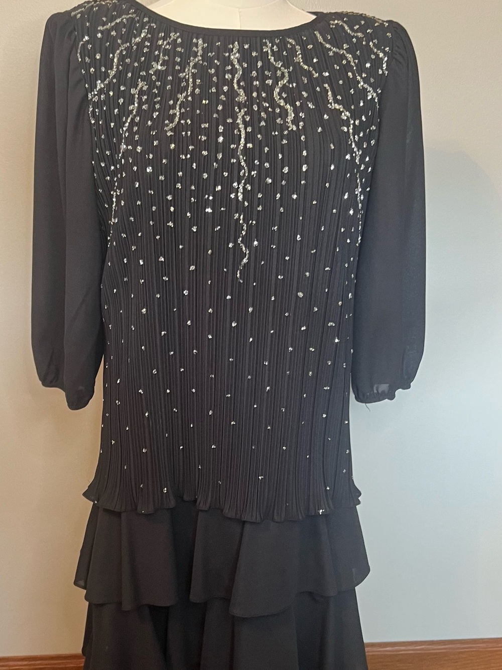 Vintage Good Times Black Rhinestone Party Dress USA Women’s 11/12 Evening Wear